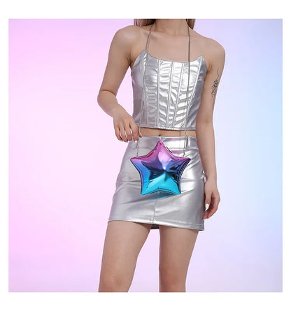 Acrylic Bright Five-Pointed Star Zero Wallet – 2025 Sweet Cool Spicy Girl Mini Party Bag, Candy Colored Banquet Purse