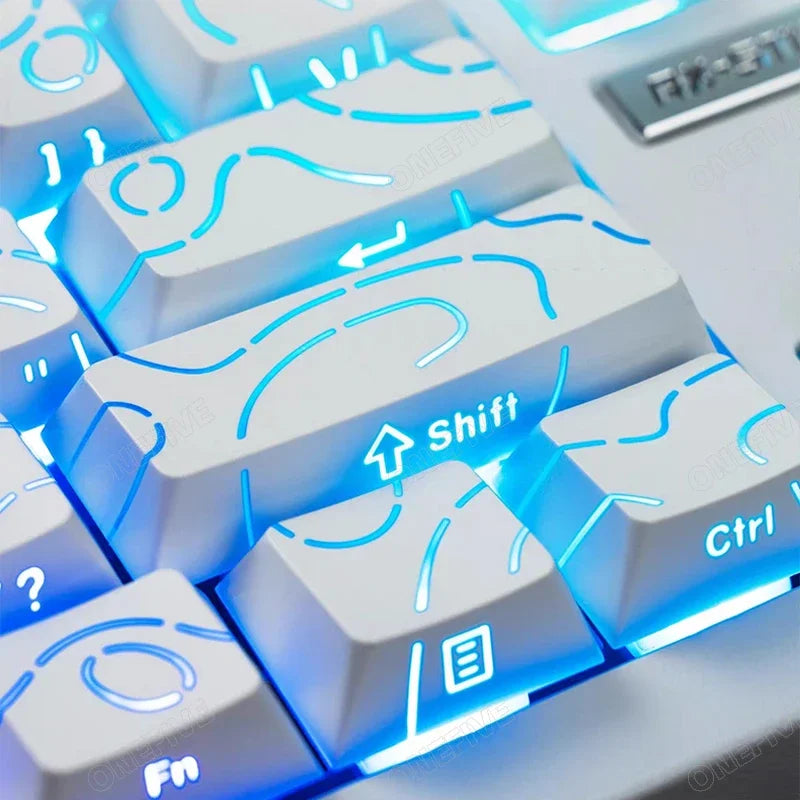 Contour 4.0 Side-Engraved PBT Translucent 97-Key Mechanical Keyboard Keycaps – White Gaming Keycap Set for Magnetic Switch F75 GMK87