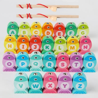 Wooden Fishing Game for Kids - Educational Alphabet & Number Learning Toy, Interactive Early Learning Gift