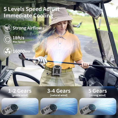 Socool 10000mAh Portable Waist & Neck Fan — Handheld Ultra-Strong Wind with Phone Charging & LED Light for Outdoor Work
