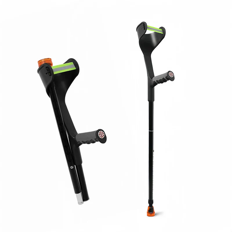 Lightweight Adjustable Aluminum Forearm Crutches for Adults — Foldable Elbow Crutch with Cuff for Walking
