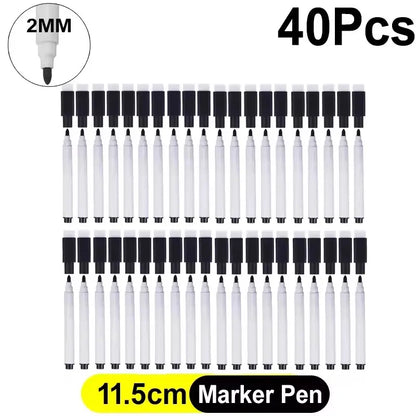 Magnetic Dry Erase Markers with Eraser Caps - Black Whiteboard Pens for School, Home and Office