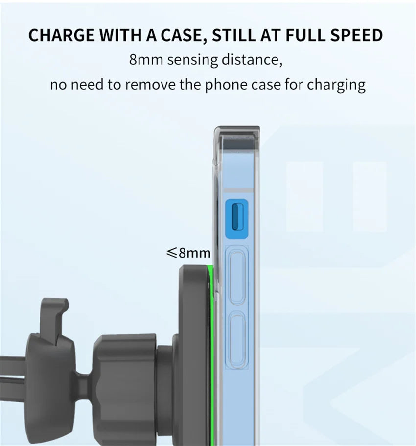 Magnetic Wireless Car Charger for MagSafe - iPhone 12/13/14/15 Pro Max, Mini, Air Vent Phone Holder Stand, Fast Charging