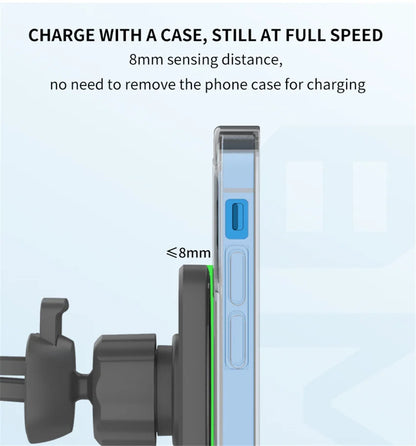 Magnetic Wireless Car Charger for MagSafe - iPhone 12/13/14/15 Pro Max, Mini, Air Vent Phone Holder Stand, Fast Charging