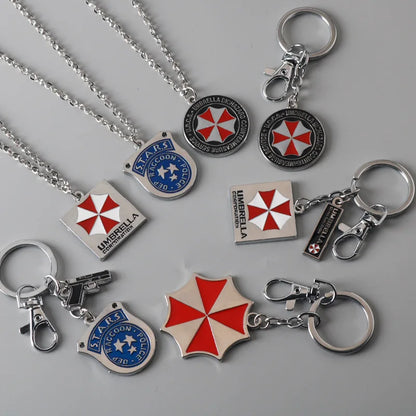 Umbrella Raccoon Logo Keychain Pendant – Metal Necklace Keyring Fashion Bag & Clothing Accessory (2024 New Design)