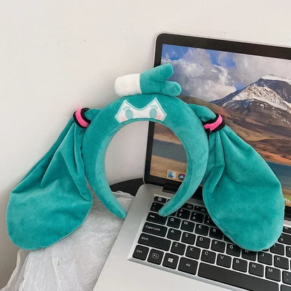 Hatsune Miku Cute Plush Hairband — Soft Headband for Spa, Yoga, Face Washing & Girls Gift