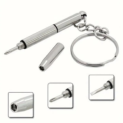 Mini 3-in-1 Glasses Screwdriver Kit | Multifunction Spectacle, Sunglass & Watch Repair Set with Keychain
