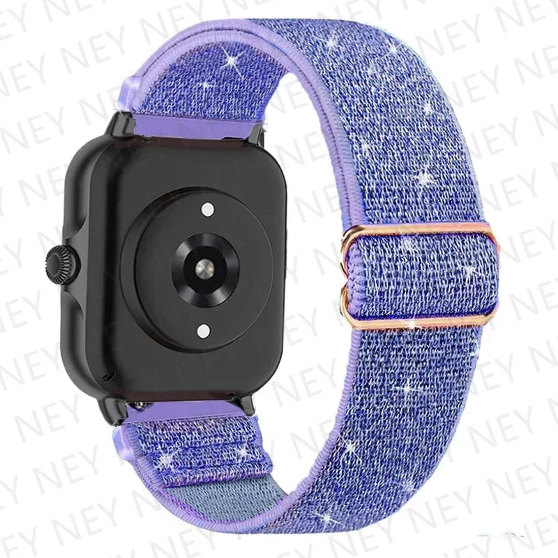 Nylon Elastic Watch Band for Amazfit GTS/GTR 4-3-2, Stratos & Bip Series – Bohemian Shiny Adjustable 20mm/22mm Strap