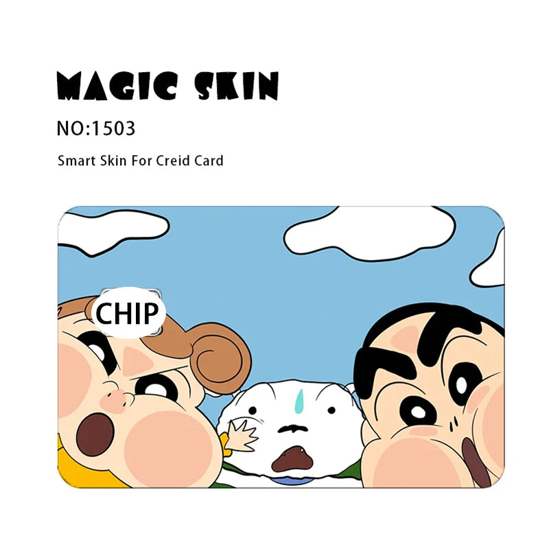 Anime Crayon Shin-Chan Poker PVC Sticker — Waterproof Cartoon Skin for Credit & Debit Cards