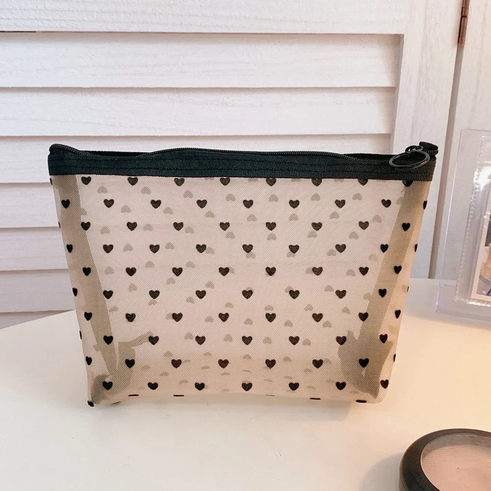 Female Makeup Pouch – Portable Small & Large Mesh Cosmetic Bag, Toiletry Beauty Case, Travel Makeup Organizer Storage Bag