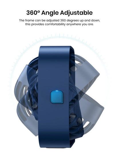 TOPK Mini Portable USB Desk Fan - Strong Airflow, Quiet Operation, 3 Speeds, 360° Rotatable, Standing Fans for Home Rooms