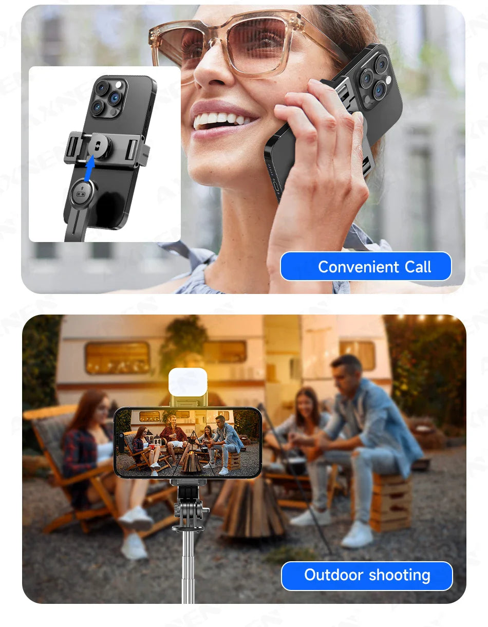 Bluetooth Selfie Stick Tripod with Wireless Remote and Phone Holder – Adjustable Desktop Stand for iPhone & Android, Optional Fill Light