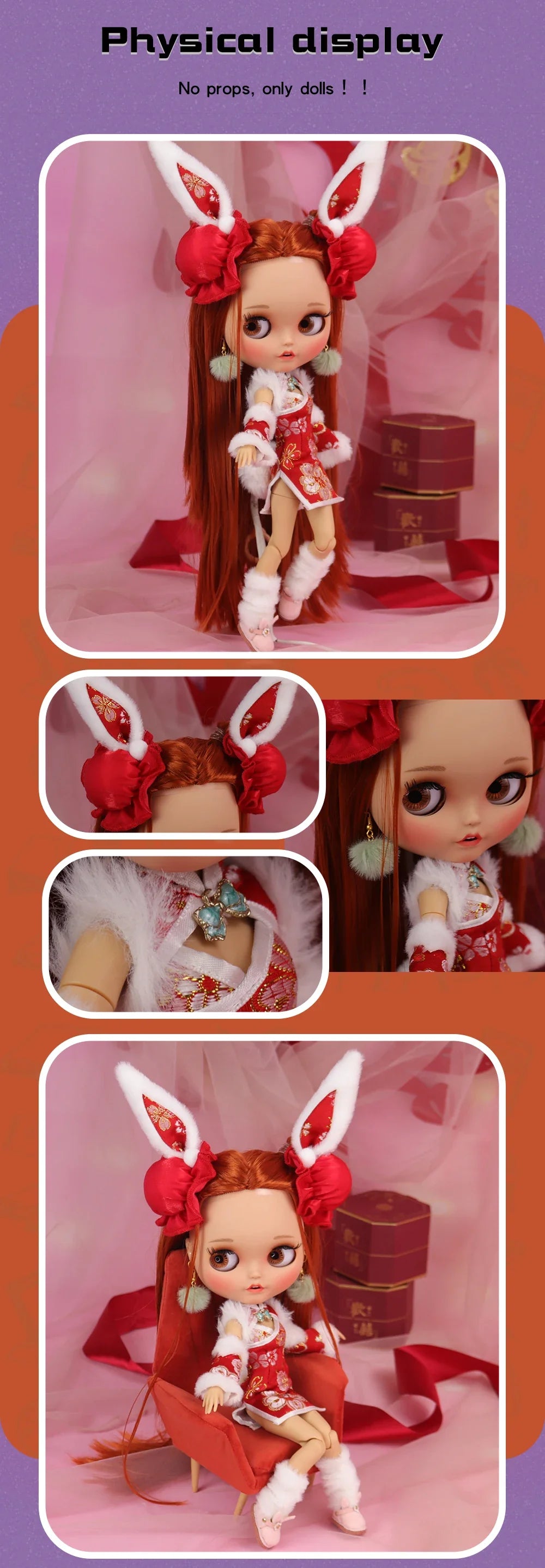 ICY DBS Blyth Doll – 1/6 Joint Body BJD Anime Girl with Tan Skin, Matte Face & Pouting Mouth OOAK OB24