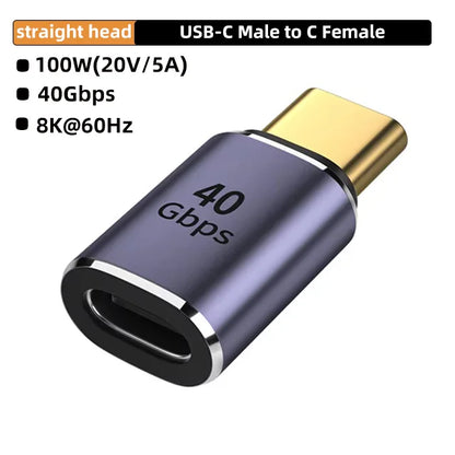 USB4.0 40Gbps 90° Type-C Adapter – 100W Fast Charging & Data Converter for MacBook 8K60Hz