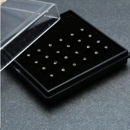 24pcs Crystal Nose Ring & Stud Set – Stainless Steel Surgical Nose Piercing Jewelry, Colorful Rhinestone for Women & Girls
