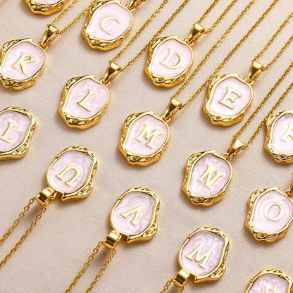 Y2K Stainless Steel Drip Oil Alphabet Necklace – A-Z Initials Pendant for Women & Men, Aesthetic Jewelry Gift