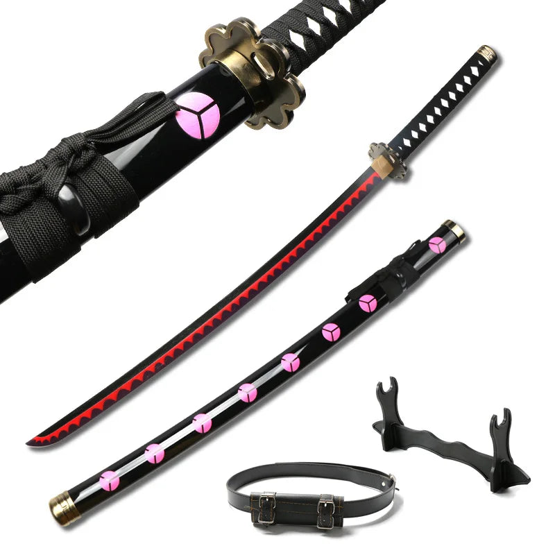 3-Piece Roronoa Zoro Katana Set – 104cm Handmade Anime Cosplay Swords (Shusui, Enma, Kitetsu) with Free Holder & Belt