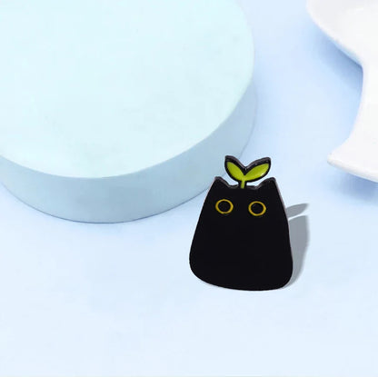 Cute Black Cat Enamel Pin – Cartoon Animal Metal Brooch Badge Jewelry Gift for Kids Punk Style