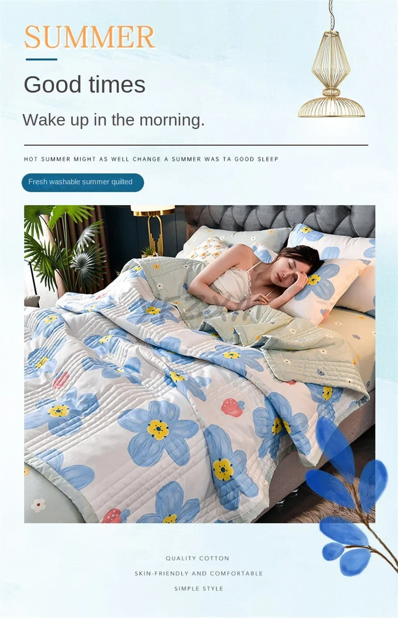 Quilted Spring Summer Quilt – Soft, Lightweight & Breathable Duvet for Queen Size, Comfortable & Washable
