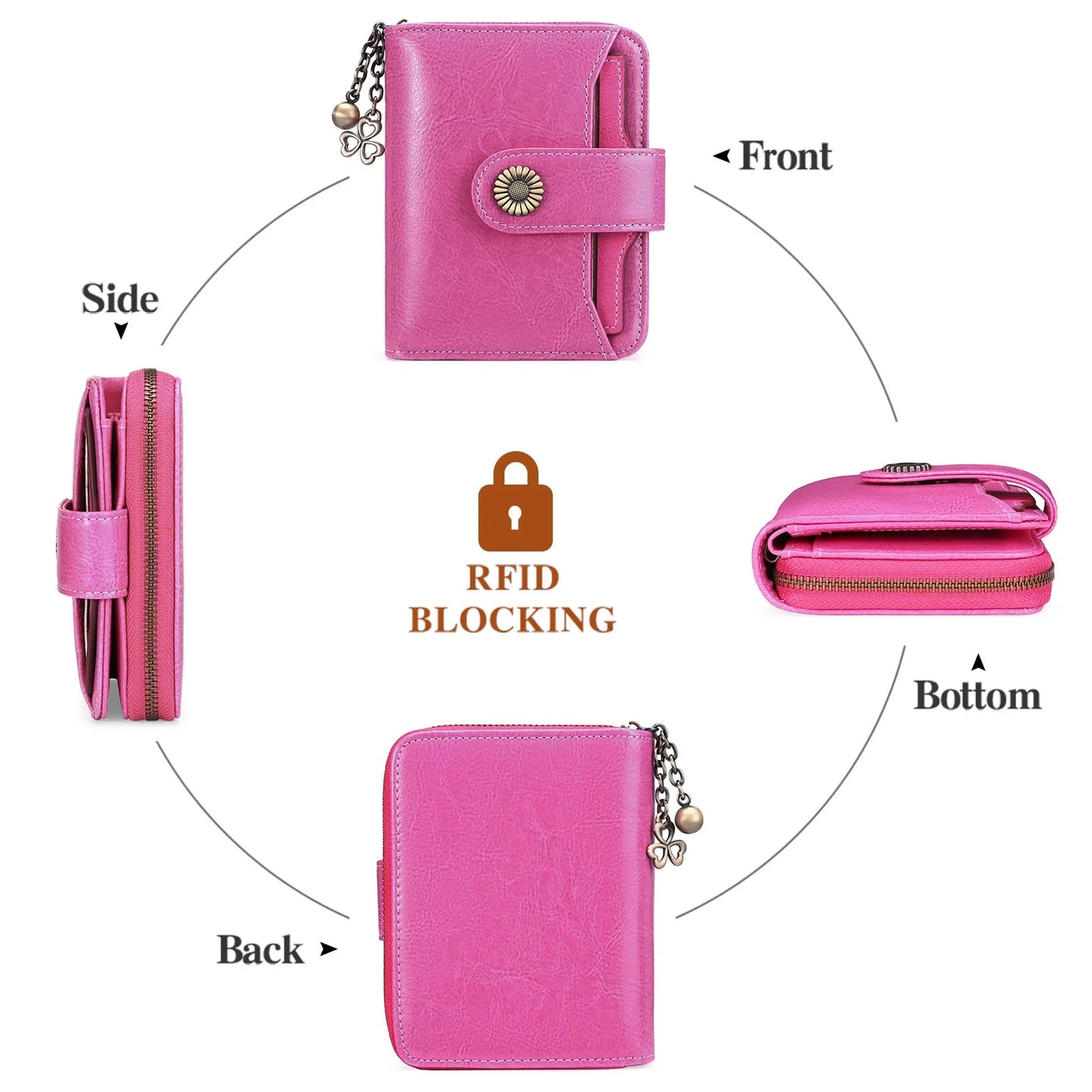 Genuine Leather Short Wallet for Women — Slim Hasp & Zipper Mini Purse, Portable Coin & Card Holder