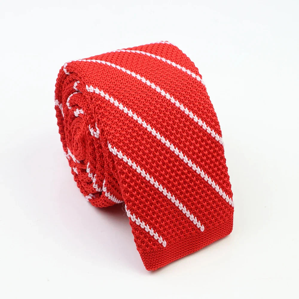 Classic Knit Neck Tie for Men — 6cm Plaid & Dots Casual Business Wedding Tie