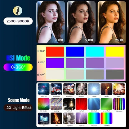 Handheld RGB LED Light Wand 50CM – Adjustable 2500K-9000K CRI 95+ Colorful Stick Light for Photography & Studio Lighting