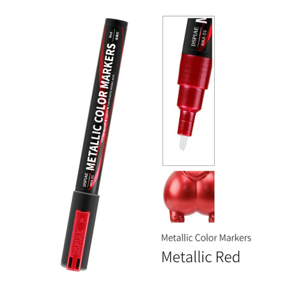 DSPIAE MKA Super Metallic Brush Pen – 12 Water-Based Colors with Soft Tip for Gundam & Mecha Model DIY Hobby