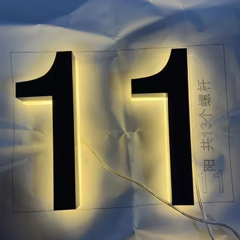 Custom LED House Numbers - Stainless Steel Waterproof Backlit Address Sign for Homes, Hotels & Apartments