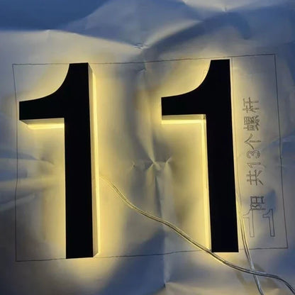 Custom LED House Numbers - Stainless Steel Waterproof Backlit Address Sign for Homes, Hotels & Apartments