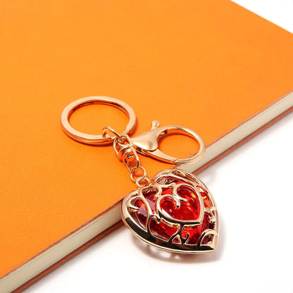Skyward Sword Heart Keychain - Red Crystal Heart Container Pendant for Fans