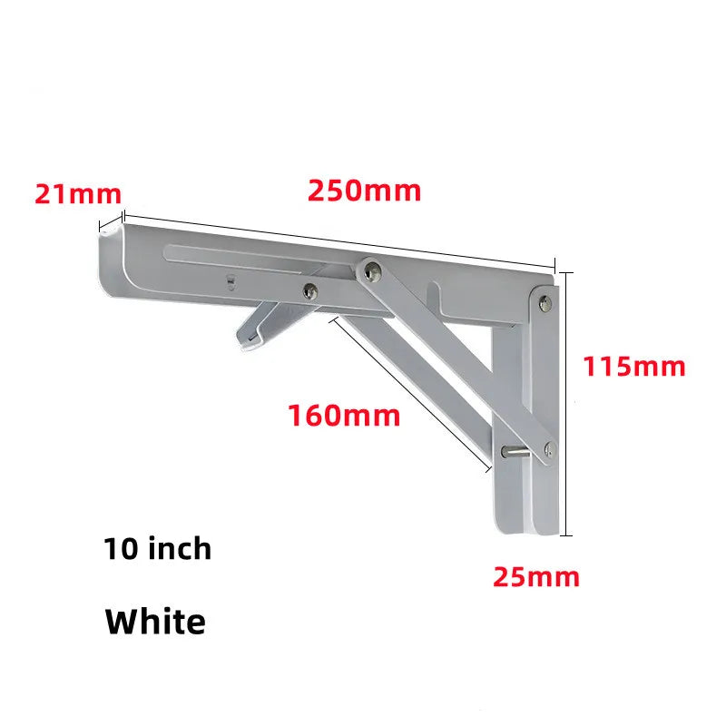 2pcs Heavy Duty Stainless Steel Folding Shelf Brackets | Collapsible Wall-Mounted L-Table Hinges for Bench & Table with Screws