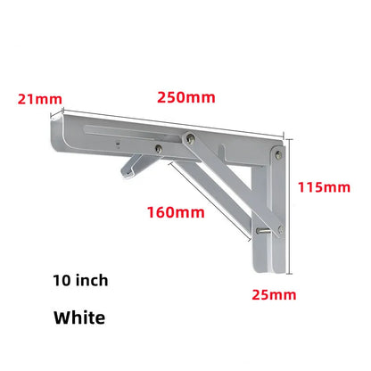 2pcs Heavy Duty Stainless Steel Folding Shelf Brackets | Collapsible Wall-Mounted L-Table Hinges for Bench & Table with Screws