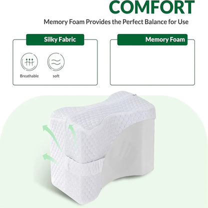 Memory Foam Knee Pillow for Side Sleepers – Soft Leg Support Cushion with Adjustable Straps