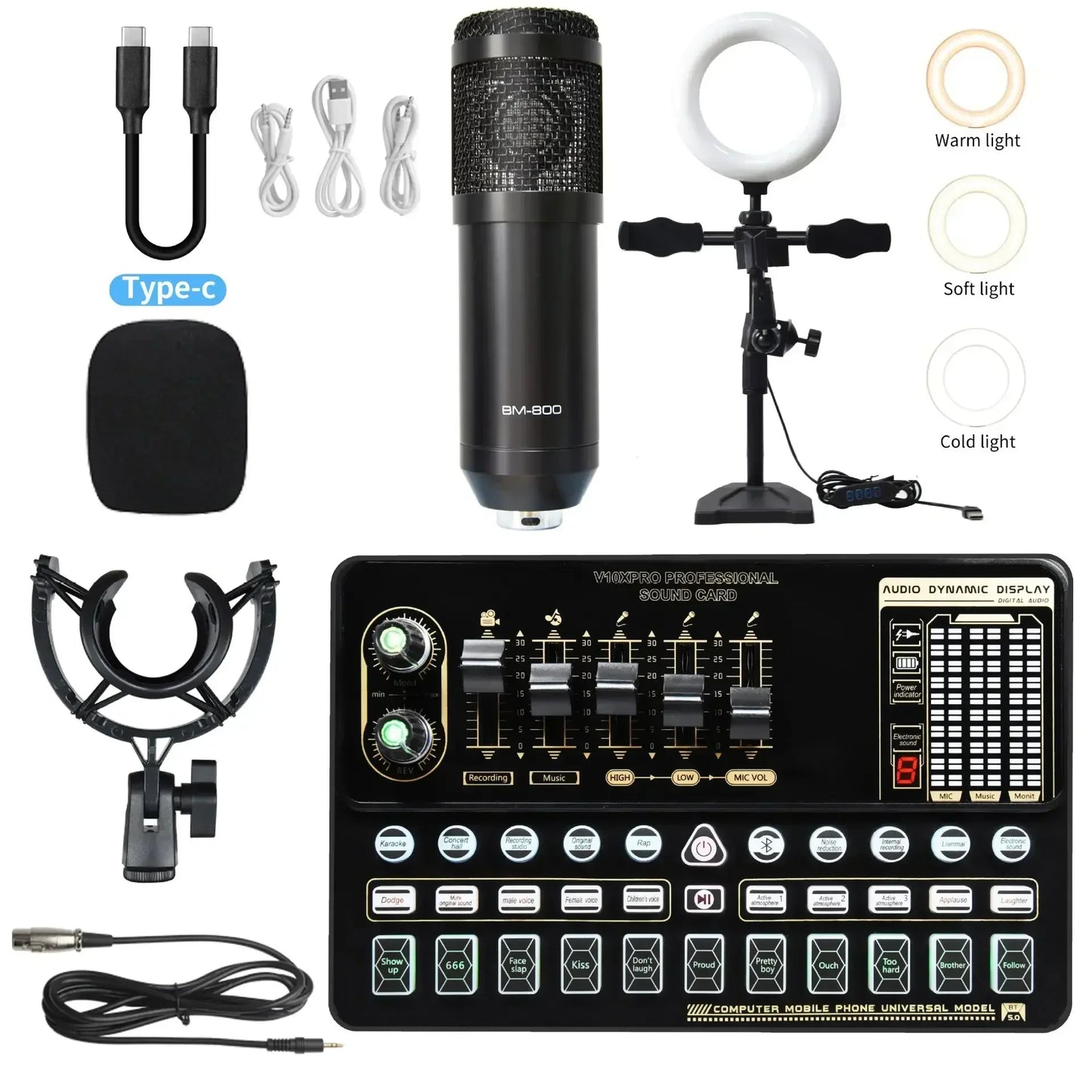 V10XPRO Computer & Mobile Live Stream Microphone Kit – Audio Studio Vocal Recording Equipment