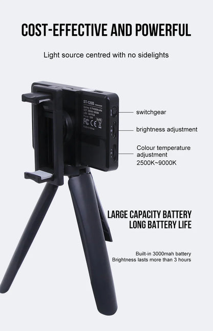 120 LED Tattoo Fill Light with 52mm CPL — Circular Polarizing Filter for Cellphone Lens, Compatible with Any Phone