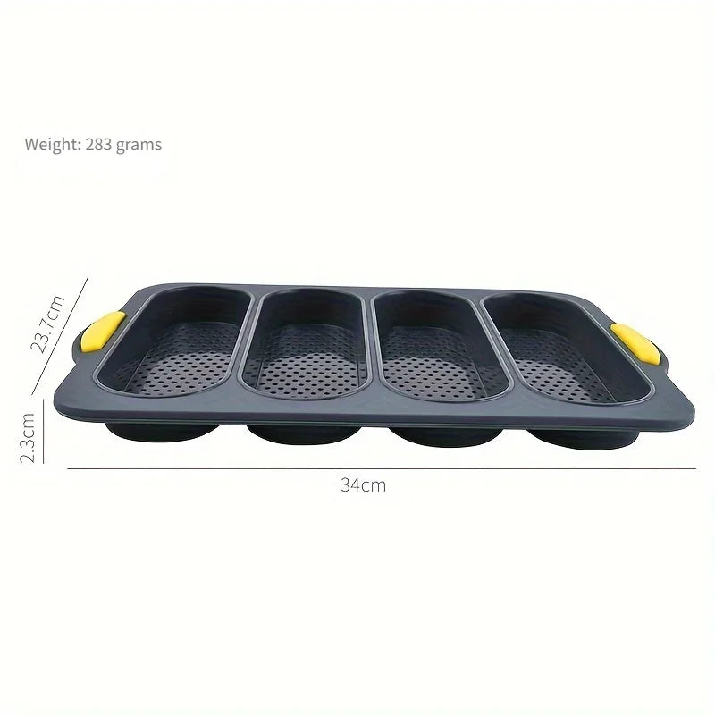 Food-Grade Silicone 4-Grid Bread Mold – Two-Color Rectangular Baking Pan for French Cakes, High-Temperature Resistant