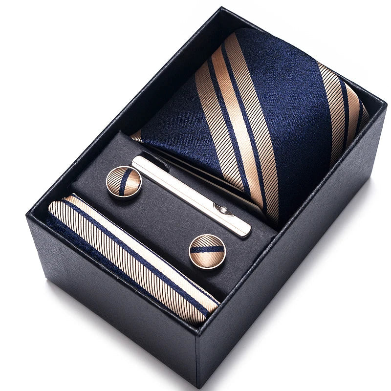Men’s Tie and Pocket Square Gift Set – 2023 Mixed Colors Paisley Necktie in Box, Wedding Suit Accessory