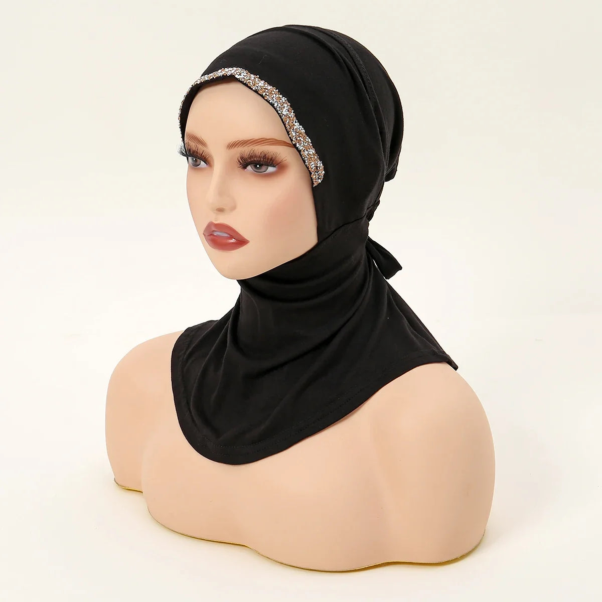Women’s Modal Rhinestone Hijab Cap - Soft Muslim Turban Underscarf Bonnet for Secure Headwrap Styling