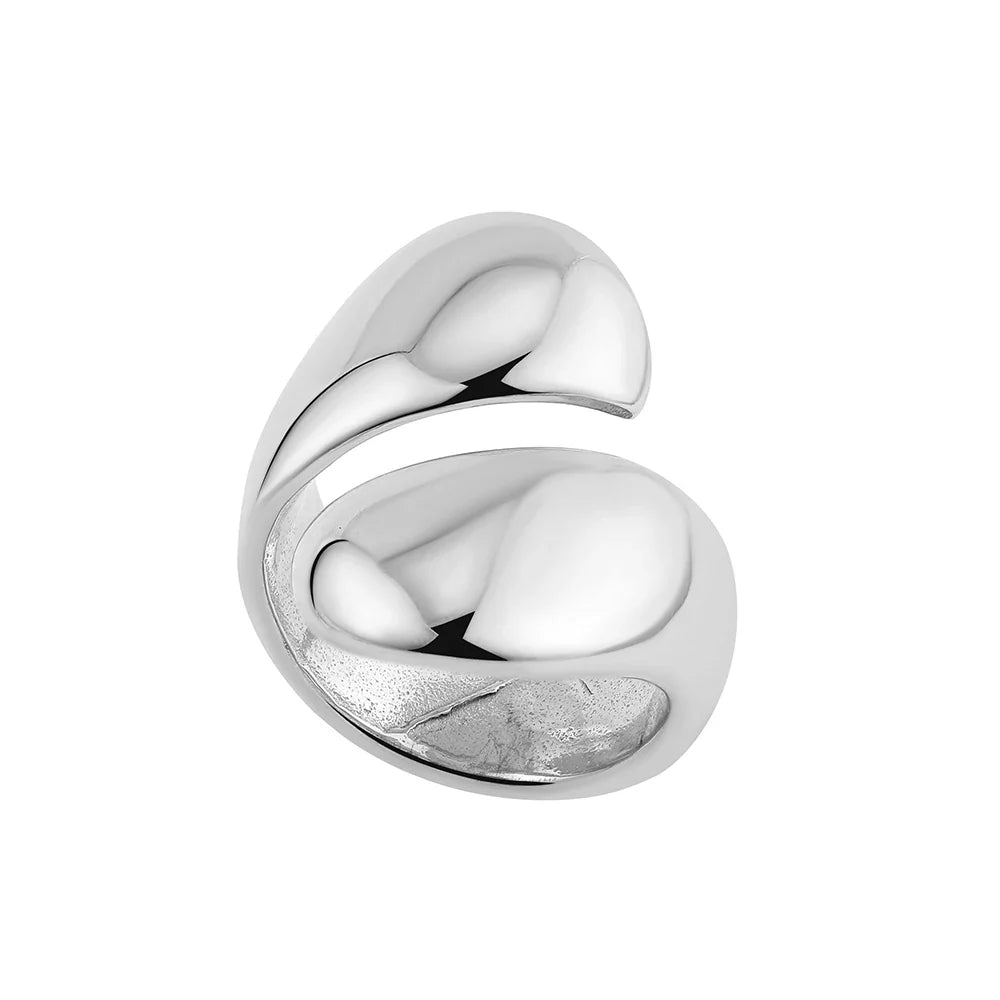 Vintage Stainless Steel Chunky Ring – Punk Irregular Adjustable Open Ring for Women, Wedding Jewelry Gift