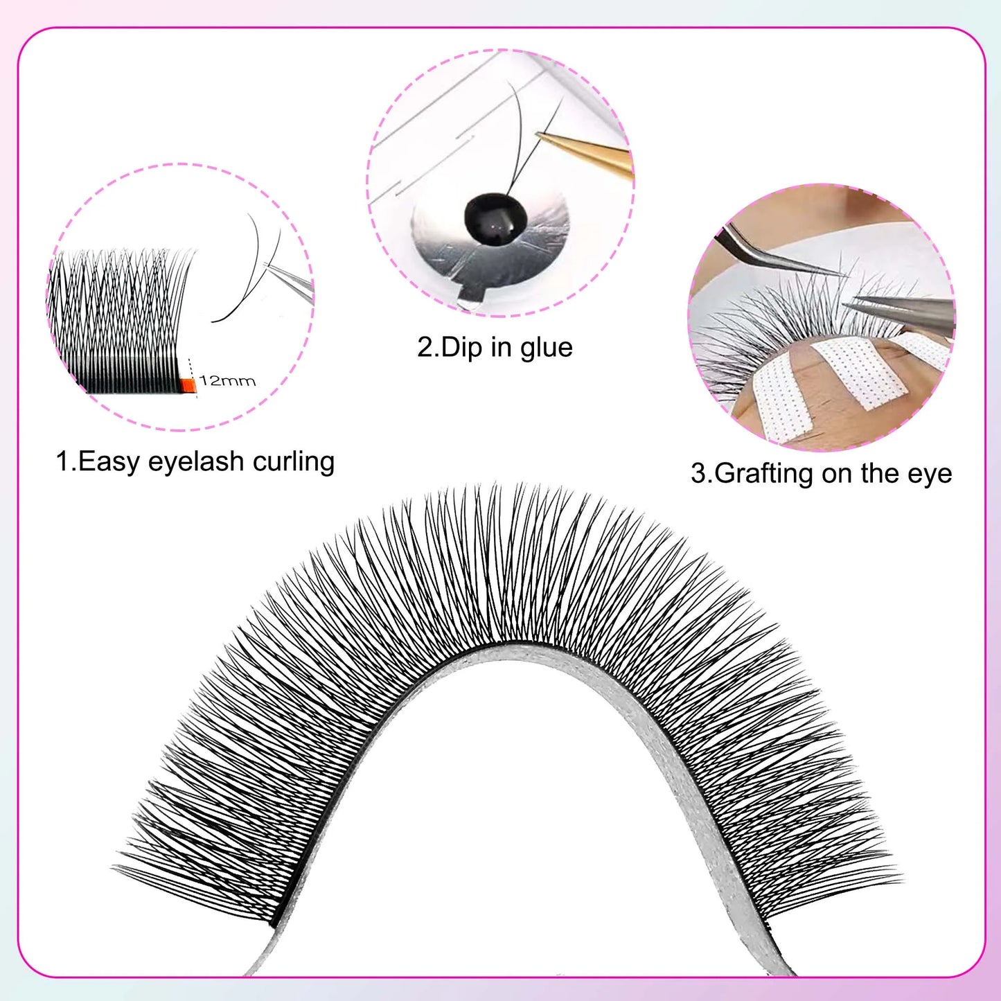 CoMango Faux Mink Eyelashes Extensions – 1D/2D/Y, C/D Curl Natural Russian Volume Soft PBT Lashes