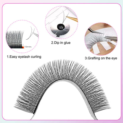 CoMango Faux Mink Eyelashes Extensions – 1D/2D/Y, C/D Curl Natural Russian Volume Soft PBT Lashes