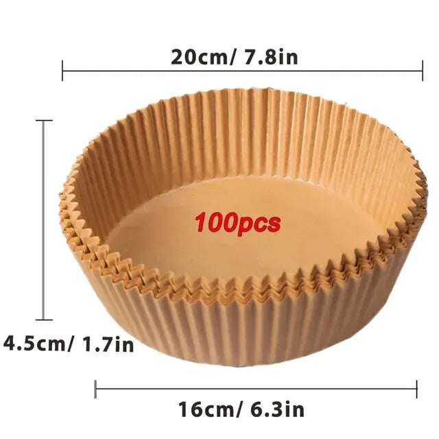 50/100PCS Disposable Air Fryer Paper Liners Non-Stick Round Baking Parchment for Kitchen Cooking