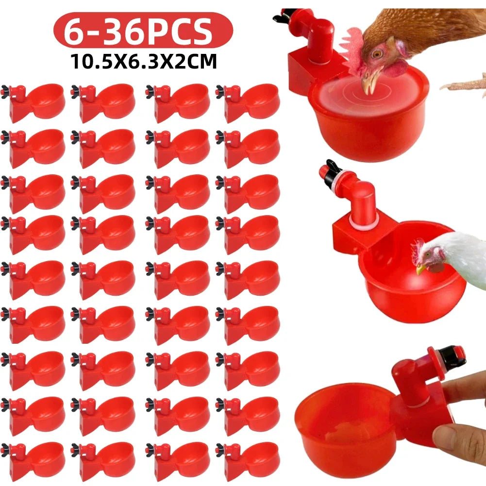 6-36Pcs Automatic Chicken Duck Drinking Cups - Plastic Poultry Farm Water Feeders for Easy Installation and Hassle-Free Drinking