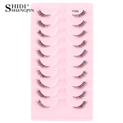 SHIDISHANGPIN 5/10 Pairs Cat Eye False Lashes – 3D Mink Half Lashes, Eyelash Extensions for Natural Makeup, Faux Cils Maquiagem