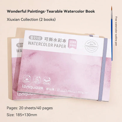 100% Cotton Mini Watercolor Paper Book – 300gsm Tearable Sketchbook Journal for Drawing & Painting