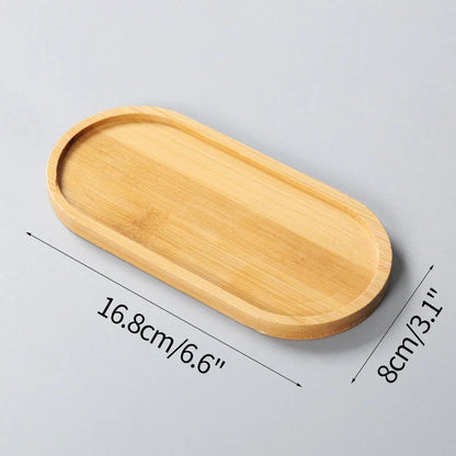 Mini Bamboo Tray Coaster – Wooden Saucer Plate for Flower Pots, Cups, and Coffee, Creative Kitchen & Home Decor Mat