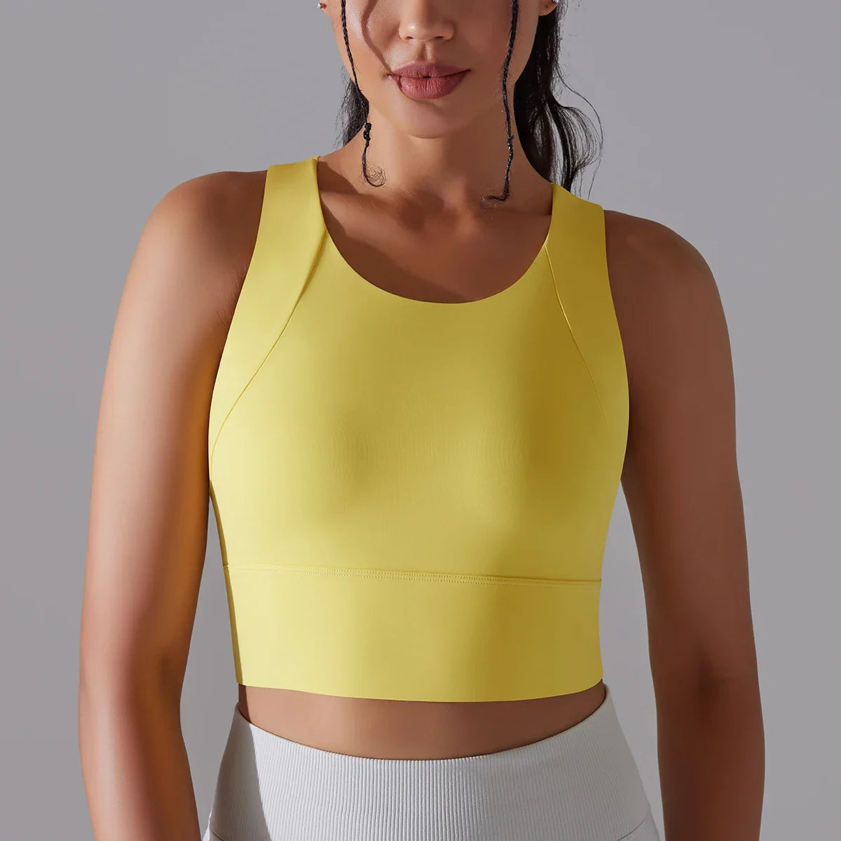 Women's Nylon Sports Bra – Elastic Yoga Crop Top, Stretch Gym Fitness Bra for Training & Activewear