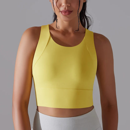 Women's Nylon Sports Bra – Elastic Yoga Crop Top, Stretch Gym Fitness Bra for Training & Activewear
