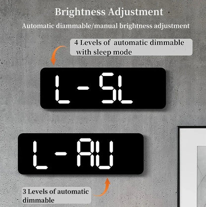 9-Inch Digital Wall Clock — USB Powered LED Table Clock with Temperature, Humidity, Week Display, Auto Dimmer, DST, 12/24H & Alarm