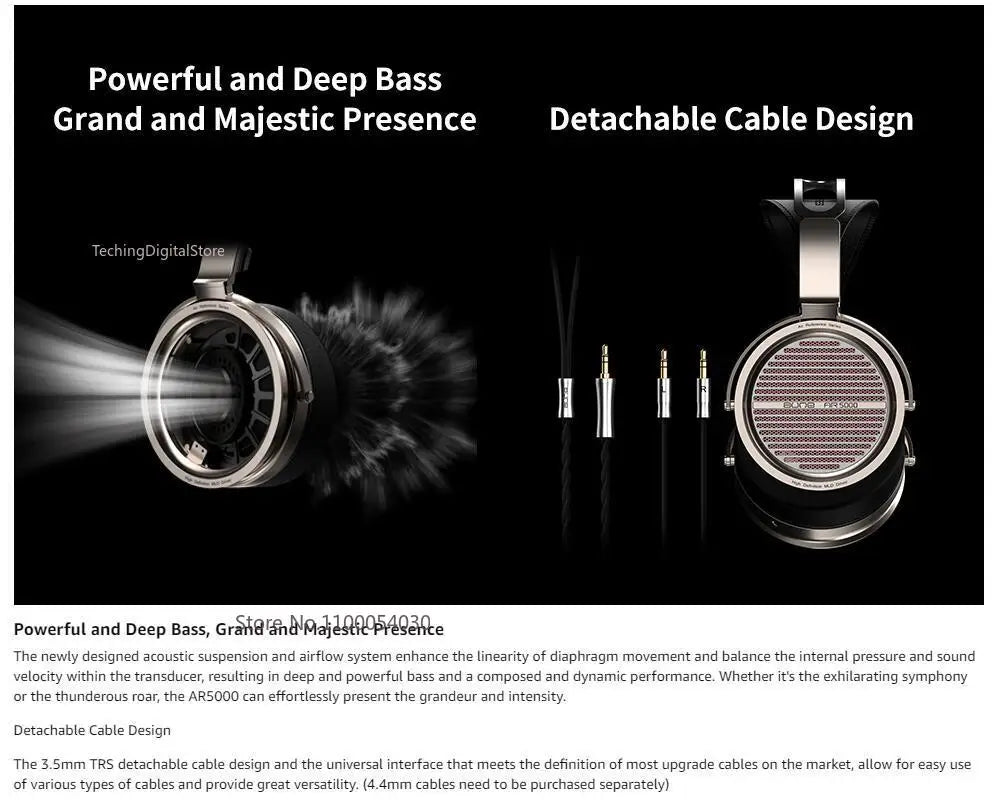 Original Aune AR5000 Full-Size Open-Back Headphones - MLD Dynamic Driver, Hi-Fi, Hi-Res Audiophile Sound